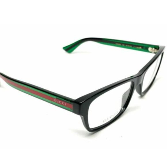 Gucci Men's Rectangular Green-Red Eyeglasses - Picture 3 of 4